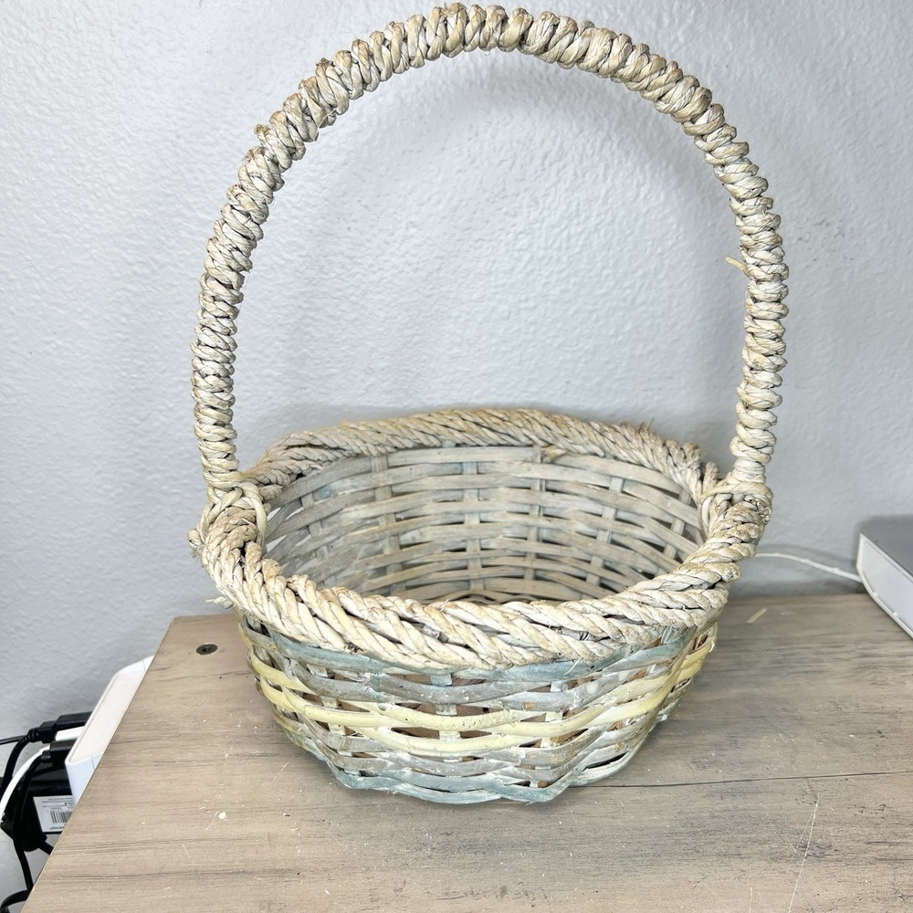 Vintage‎ Wicker Basket with Handle 9x3.25x11.5 Rustic Farmhouse Decor